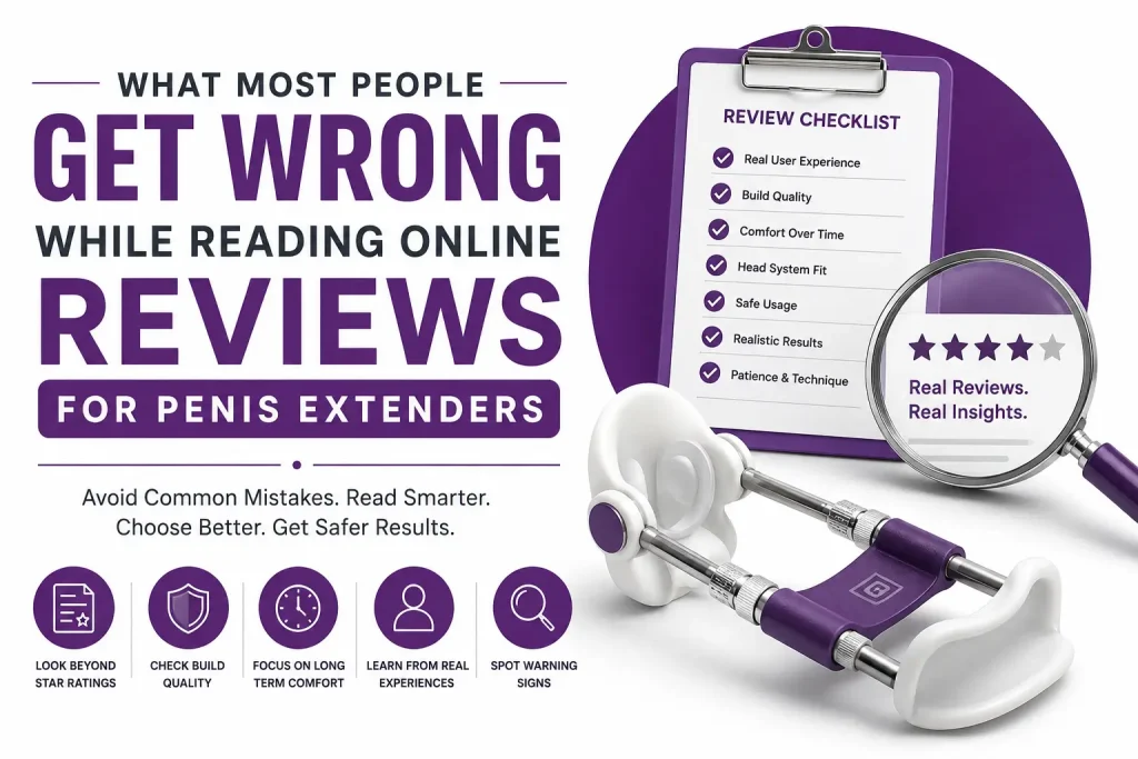 Penis Extenders guide for evaluating online reviews, comfort, safety, and build quality